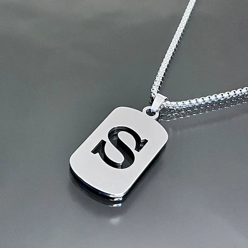 Fashion Punk Initial Tag Letter Stainless Steel Pendant Necklaces For Men Women Wholesale Jewelry lot