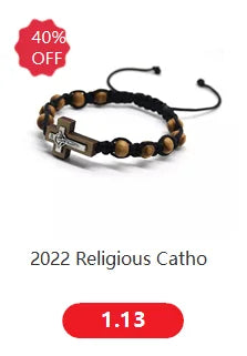 VILLWICE Catholic Rosary Bracelet St. Benedict Medal Cross Prayer Bracelets Hematite Beads Religion Jewelry Accessories