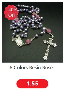 VILLWICE Catholic Rosary Bracelet St. Benedict Medal Cross Prayer Bracelets Hematite Beads Religion Jewelry Accessories