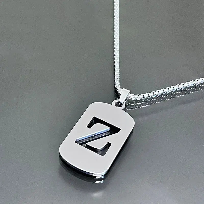 Fashion Punk Initial Tag Letter Stainless Steel Pendant Necklaces For Men Women Wholesale Jewelry lot