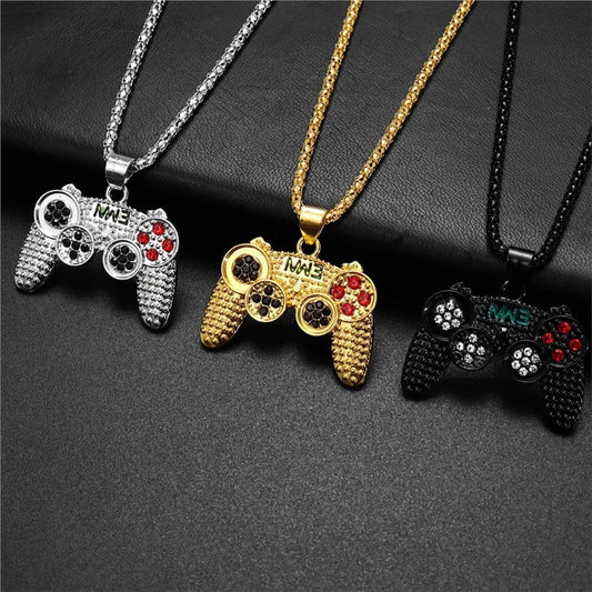 RAKOL Trendy Gamepad Lightning Stainless Steel Necklaces For Women Men Gold Color Metal Necklace Party Everyday Jewelry