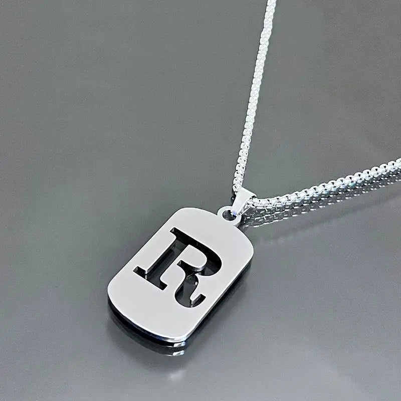 Fashion Punk Initial Tag Letter Stainless Steel Pendant Necklaces For Men Women Wholesale Jewelry lot