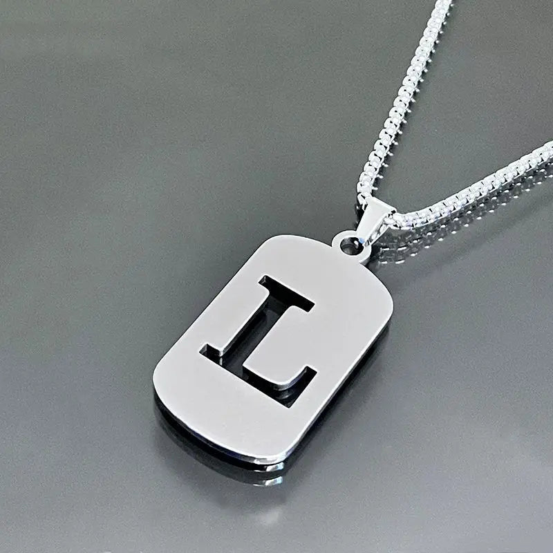 Fashion Punk Initial Tag Letter Stainless Steel Pendant Necklaces For Men Women Wholesale Jewelry lot