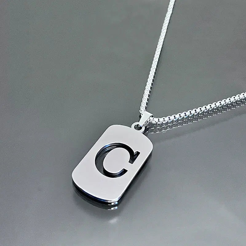 Fashion Punk Initial Tag Letter Stainless Steel Pendant Necklaces For Men Women Wholesale Jewelry lot