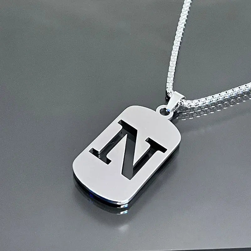 Fashion Punk Initial Tag Letter Stainless Steel Pendant Necklaces For Men Women Wholesale Jewelry lot