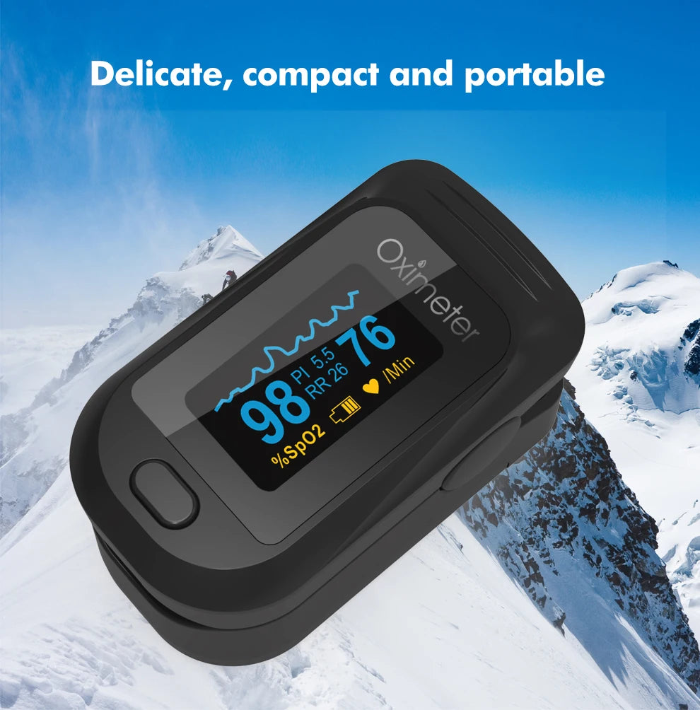 KIUZOU Finger Pulse Oximeter OLED Blood Oxygen Saturation Heart Rate Monitor Oxymeters Medical With Respiratory Digital Oximeter