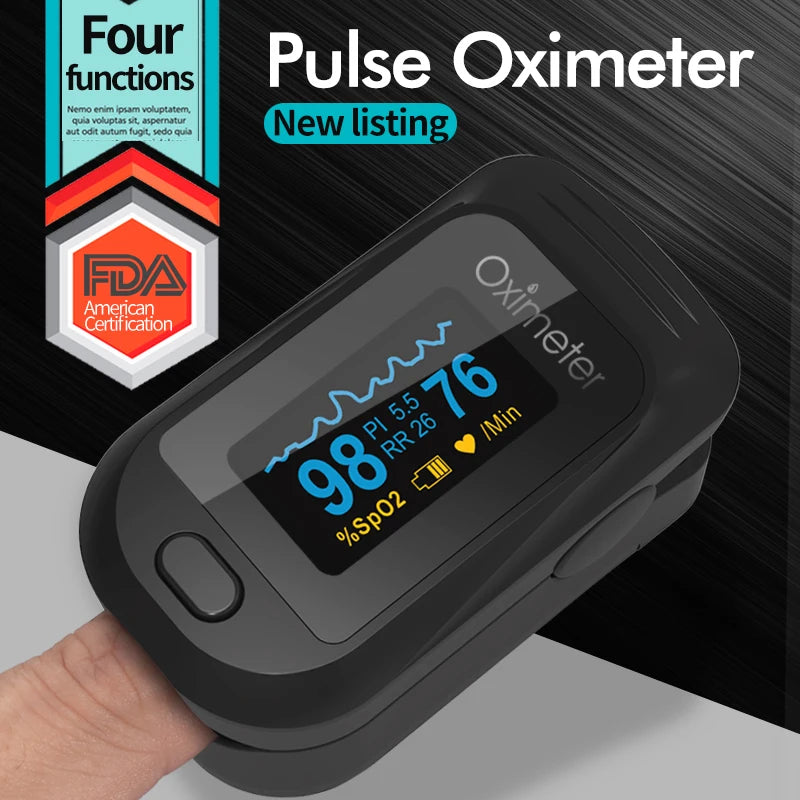 KIUZOU Finger Pulse Oximeter OLED Blood Oxygen Saturation Heart Rate Monitor Oxymeters Medical With Respiratory Digital Oximeter