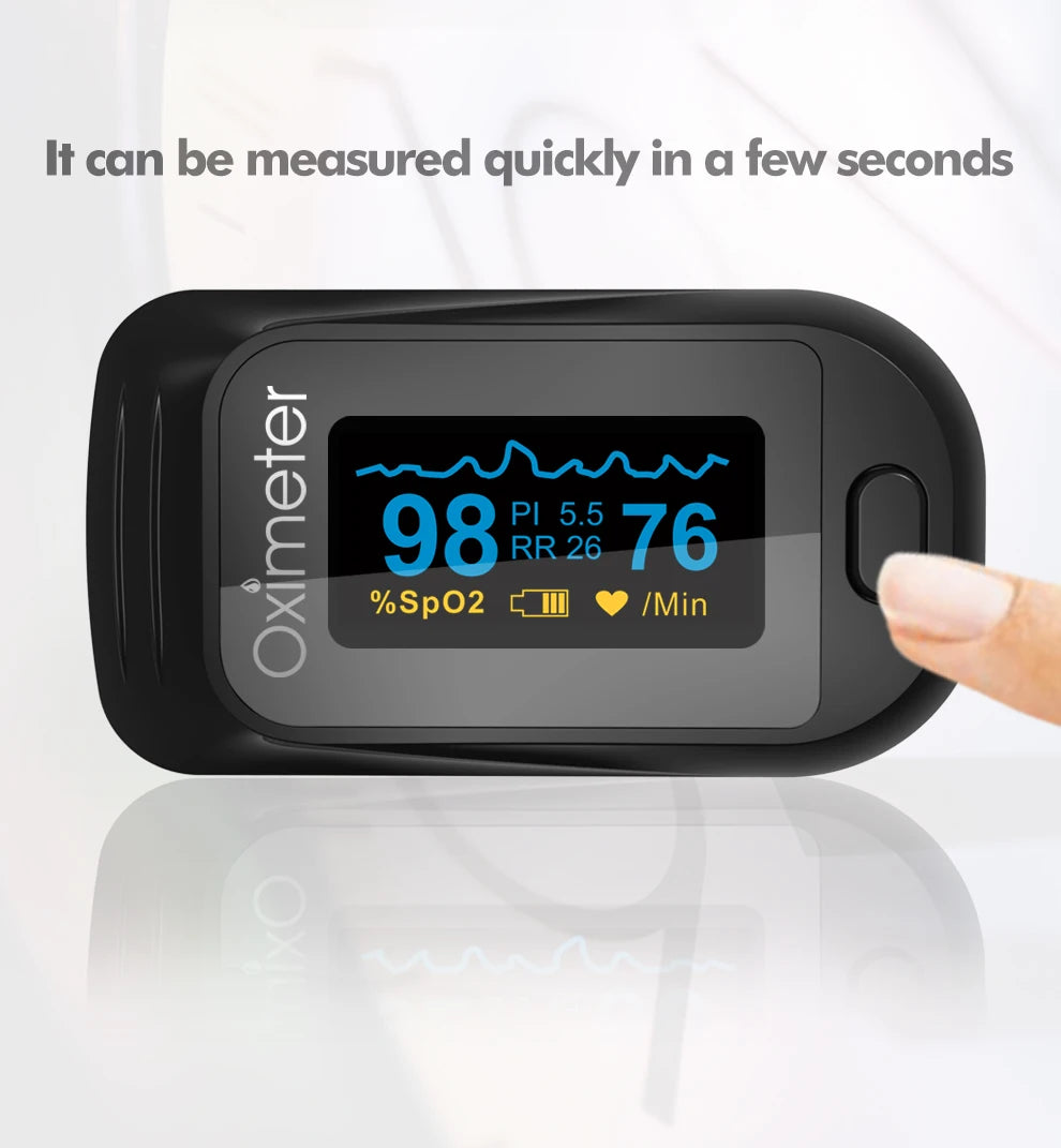 KIUZOU Finger Pulse Oximeter OLED Blood Oxygen Saturation Heart Rate Monitor Oxymeters Medical With Respiratory Digital Oximeter