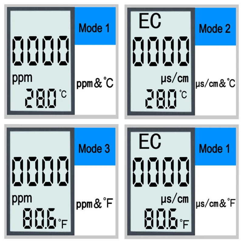 Digital Water Quality Tester TDS EC Meter Range 0-9990 Multifunctional Water Purity Temperature Meter TEMP PPM Tester