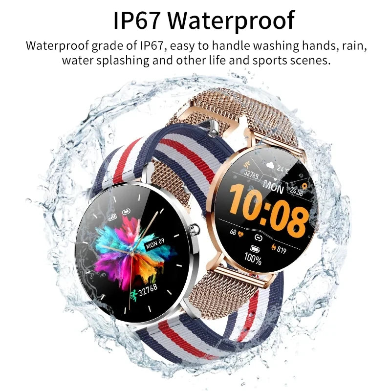 LIGE 2024 AMOLED Smart Watch Women Call Remind Ladies Physiologic Function Clock Sport Bracelet Waterproof Smartwatch For Men