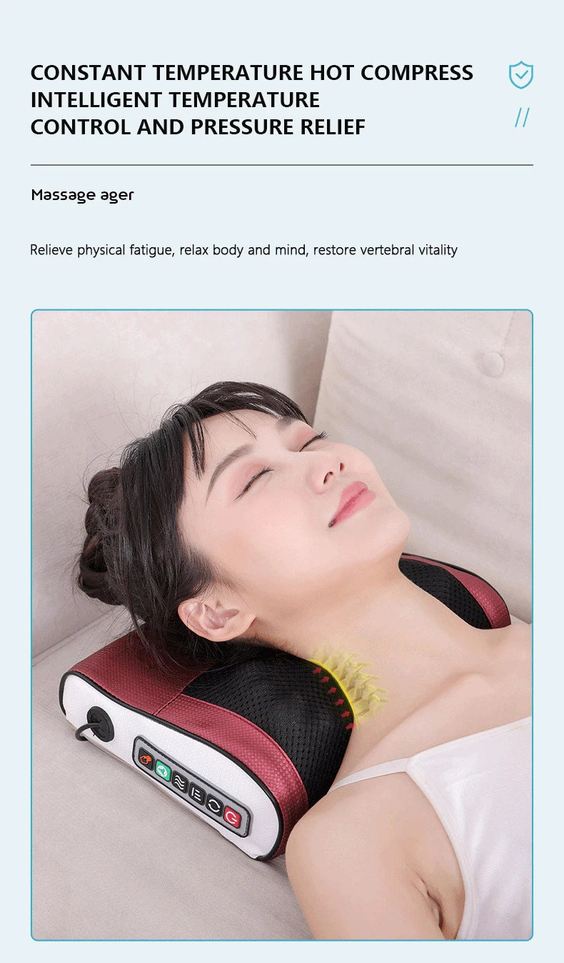 2024 Electric Neck Massager Pillow Multifunctional Massage Pillow Device Neck Health Massager Relaxation Pillow Massager