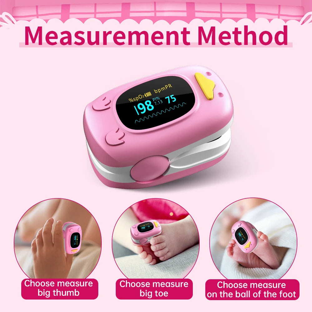 HealthTree Children Finger Pulse Oximeter Pediatric Oximetro De Dedo SpO2 PR OLED Pulsioximetro for Kid Child Baby OLED Screen