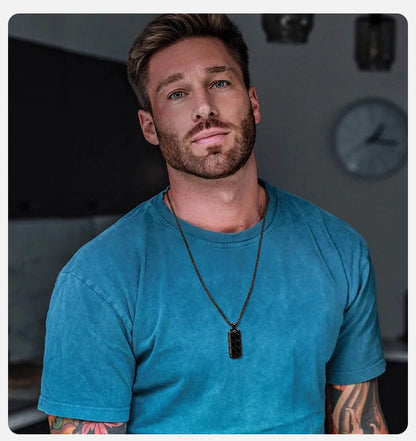 Vnox Cool Tire Pattern Necklaces for Men Boys, Stainless Steel Geometric Bar Pendant Collar, Punk Stylish Gifts for Him
