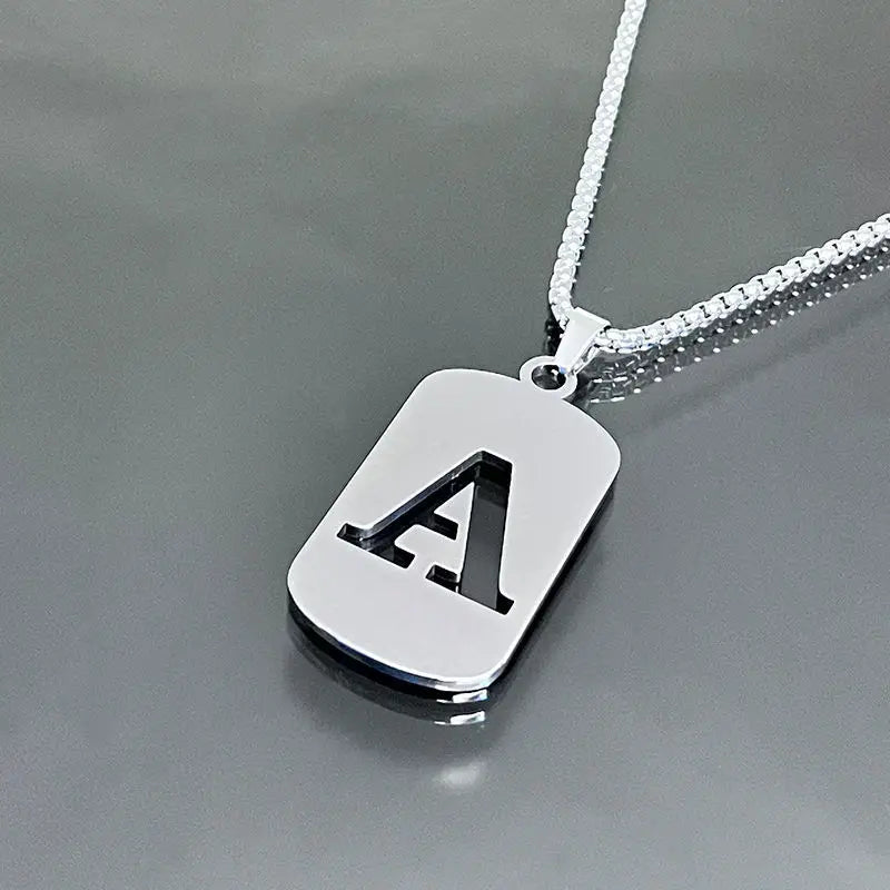 Fashion Punk Initial Tag Letter Stainless Steel Pendant Necklaces For Men Women Wholesale Jewelry lot