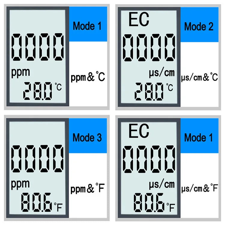 Digital Water Quality Tester TDS EC Meter Range 0-9990 Multifunctional Water Purity Temperature Meter TEMP PPM Tester