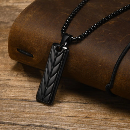 Vnox Cool Tire Pattern Necklaces for Men Boys, Stainless Steel Geometric Bar Pendant Collar, Punk Stylish Gifts for Him