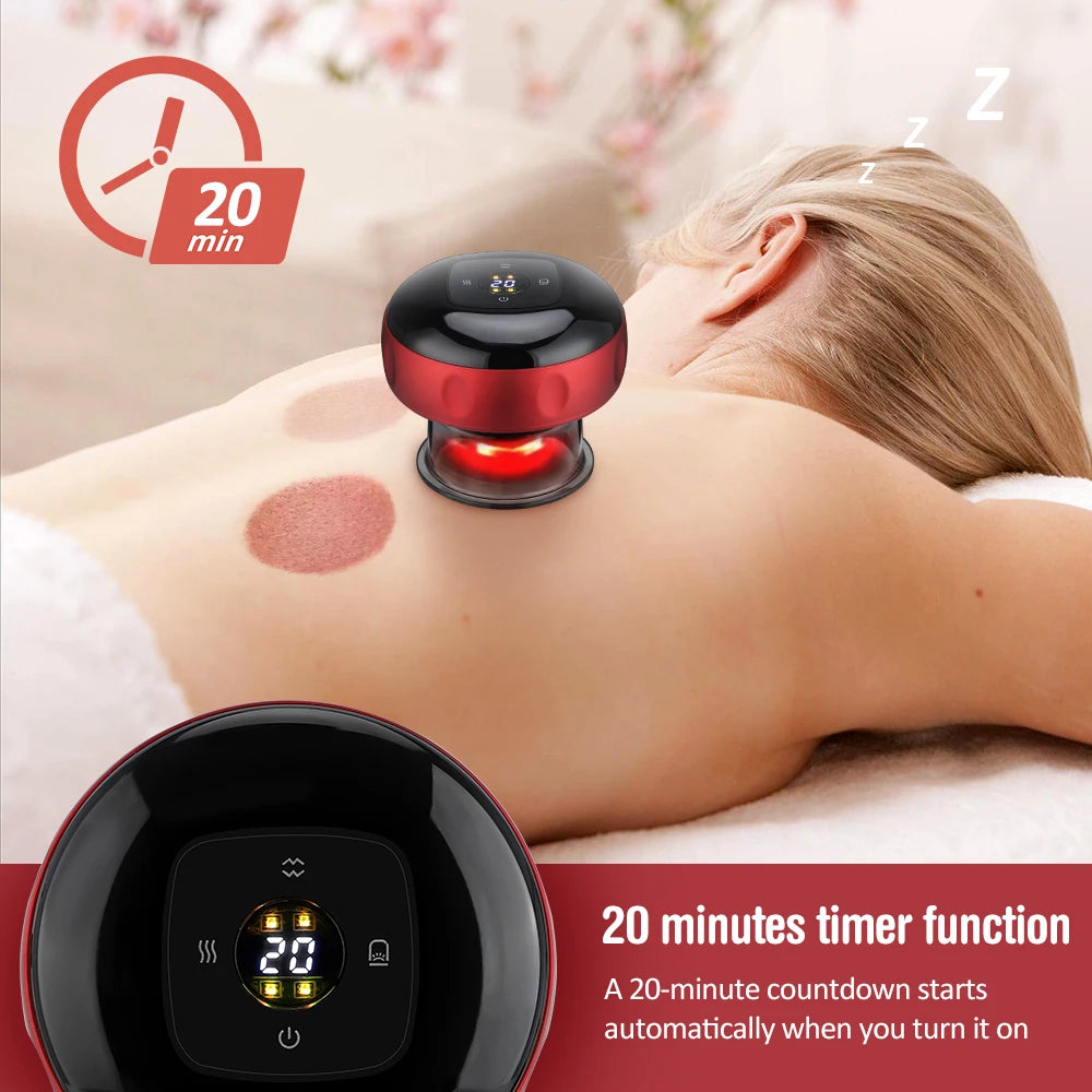 Home Electric Guasha Scraping Massage Cupping Body Massager Vacuum Cans Suction Cup Heating Fat Burner Anti-cellulite Massager