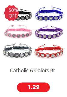 VILLWICE Catholic Rosary Bracelet St. Benedict Medal Cross Prayer Bracelets Hematite Beads Religion Jewelry Accessories