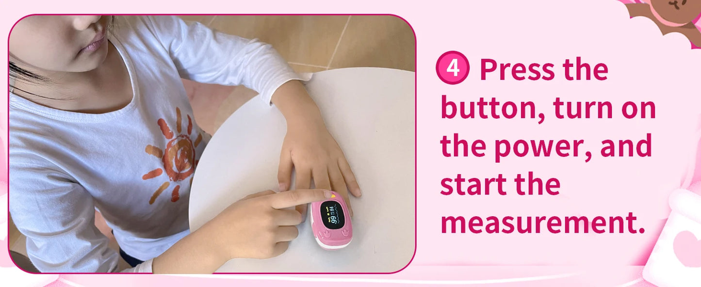 HealthTree Children Finger Pulse Oximeter Pediatric Oximetro De Dedo SpO2 PR OLED Pulsioximetro for Kid Child Baby OLED Screen