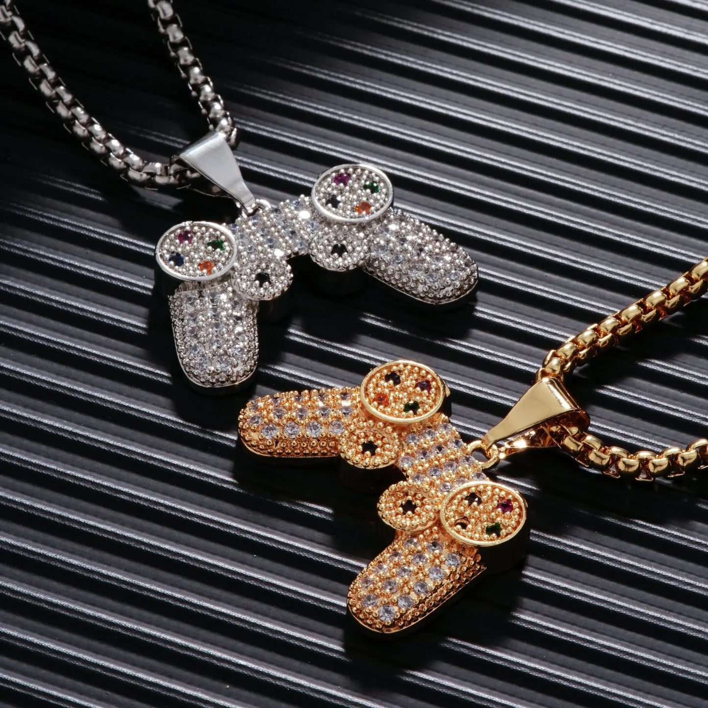 RAKOL Trendy Gamepad Lightning Stainless Steel Necklaces For Women Men Gold Color Metal Necklace Party Everyday Jewelry