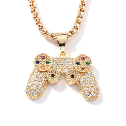 RAKOL Trendy Gamepad Lightning Stainless Steel Necklaces For Women Men Gold Color Metal Necklace Party Everyday Jewelry