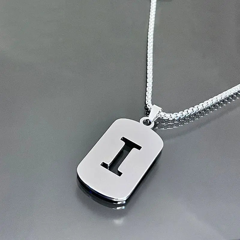 Fashion Punk Initial Tag Letter Stainless Steel Pendant Necklaces For Men Women Wholesale Jewelry lot