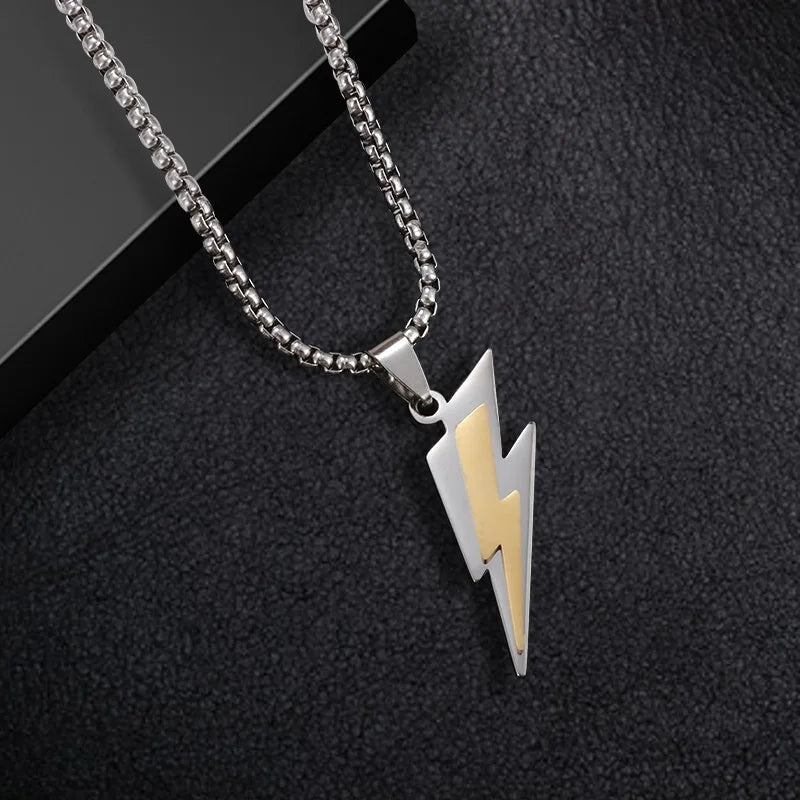 RAKOL Trendy Gamepad Lightning Stainless Steel Necklaces For Women Men Gold Color Metal Necklace Party Everyday Jewelry