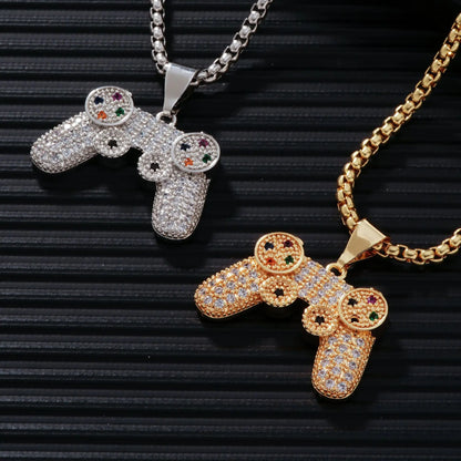 RAKOL Trendy Gamepad Lightning Stainless Steel Necklaces For Women Men Gold Color Metal Necklace Party Everyday Jewelry