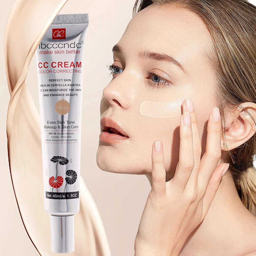 Moisturizing 45ml CC Cream Natural Lasting Face Liquid Foundation Brightening Whitening Skin Color Waterproof Concealer Cream