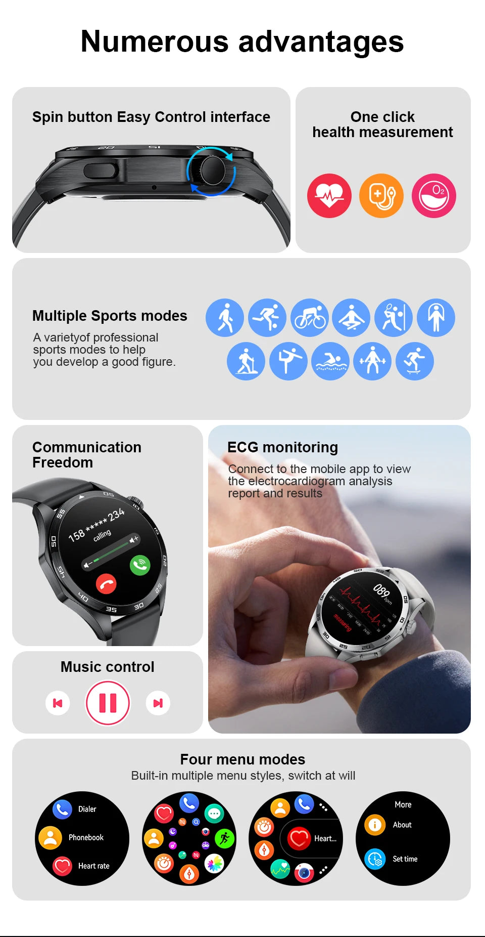 LIGE Wireless earphones ECG+PPG Smart Watch Blood Lipid Uric Acid Monitor Health Smartwatch Bluetooth Call Waterproof Watch Men