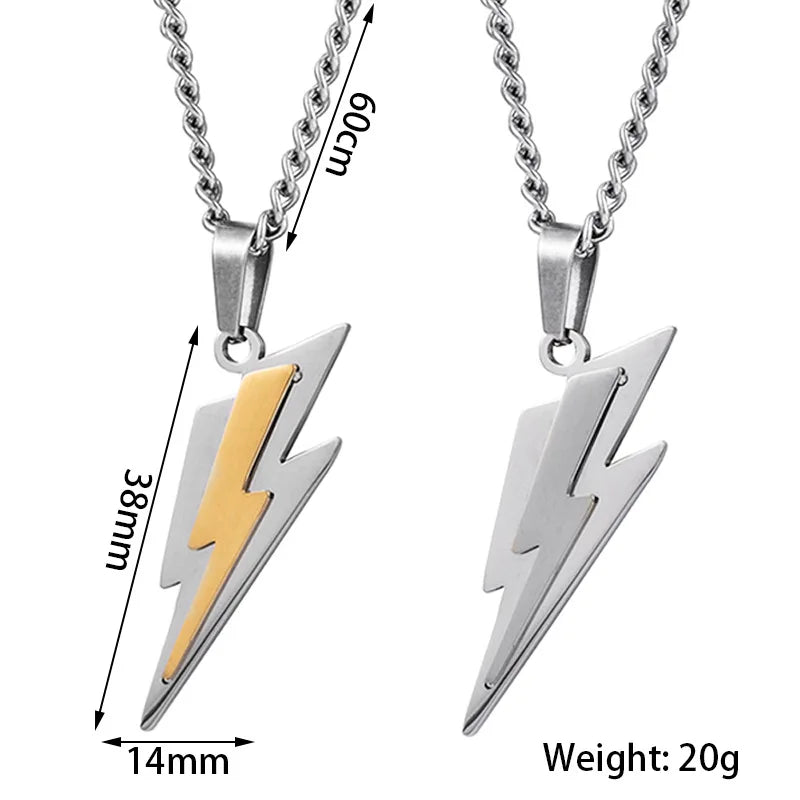 RAKOL Trendy Gamepad Lightning Stainless Steel Necklaces For Women Men Gold Color Metal Necklace Party Everyday Jewelry