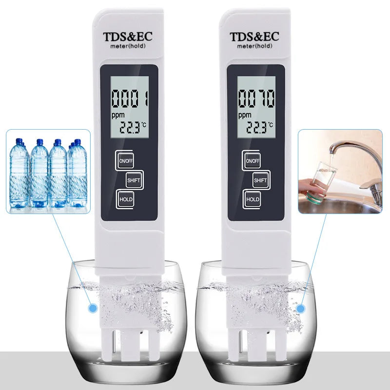 Digital Water Quality Tester TDS EC Meter Range 0-9990 Multifunctional Water Purity Temperature Meter TEMP PPM Tester