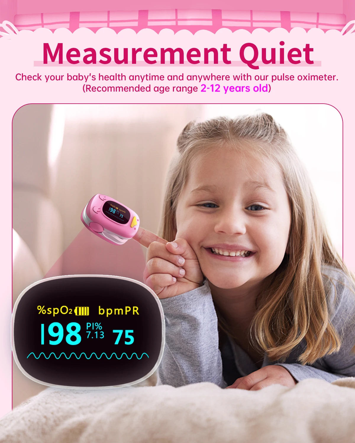 HealthTree Children Finger Pulse Oximeter Pediatric Oximetro De Dedo SpO2 PR OLED Pulsioximetro for Kid Child Baby OLED Screen