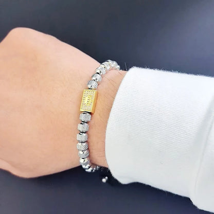 Luxury Stainless Steel Beads Crown Charms Man Bracelets Handmade Jewelry Gift