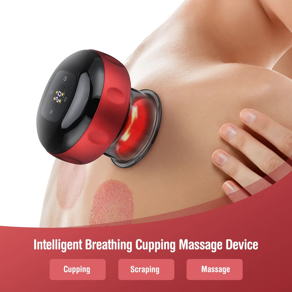 Home Electric Guasha Scraping Massage Cupping Body Massager Vacuum Cans Suction Cup Heating Fat Burner Anti-cellulite Massager