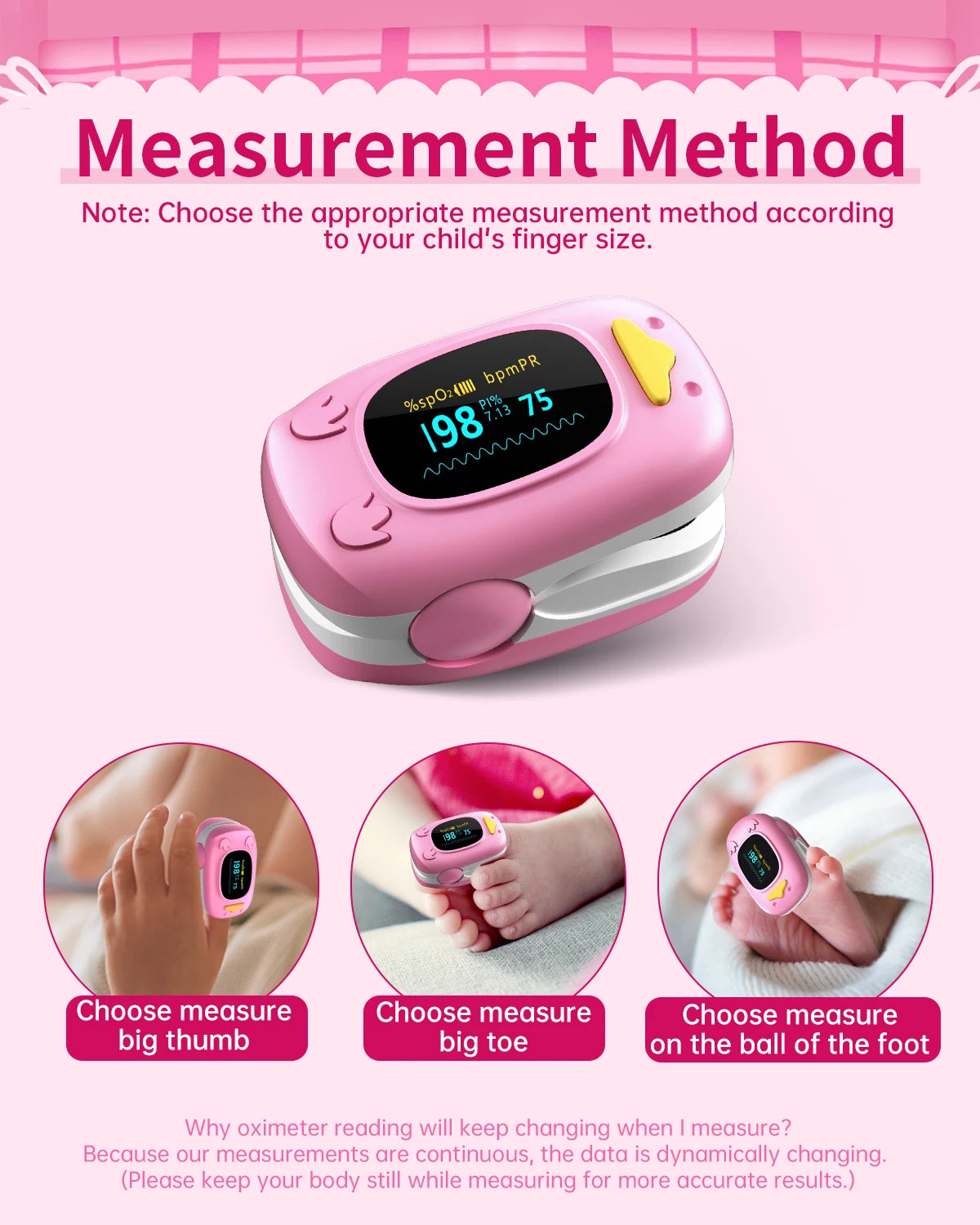 HealthTree Children Finger Pulse Oximeter Pediatric Oximetro De Dedo SpO2 PR OLED Pulsioximetro for Kid Child Baby OLED Screen