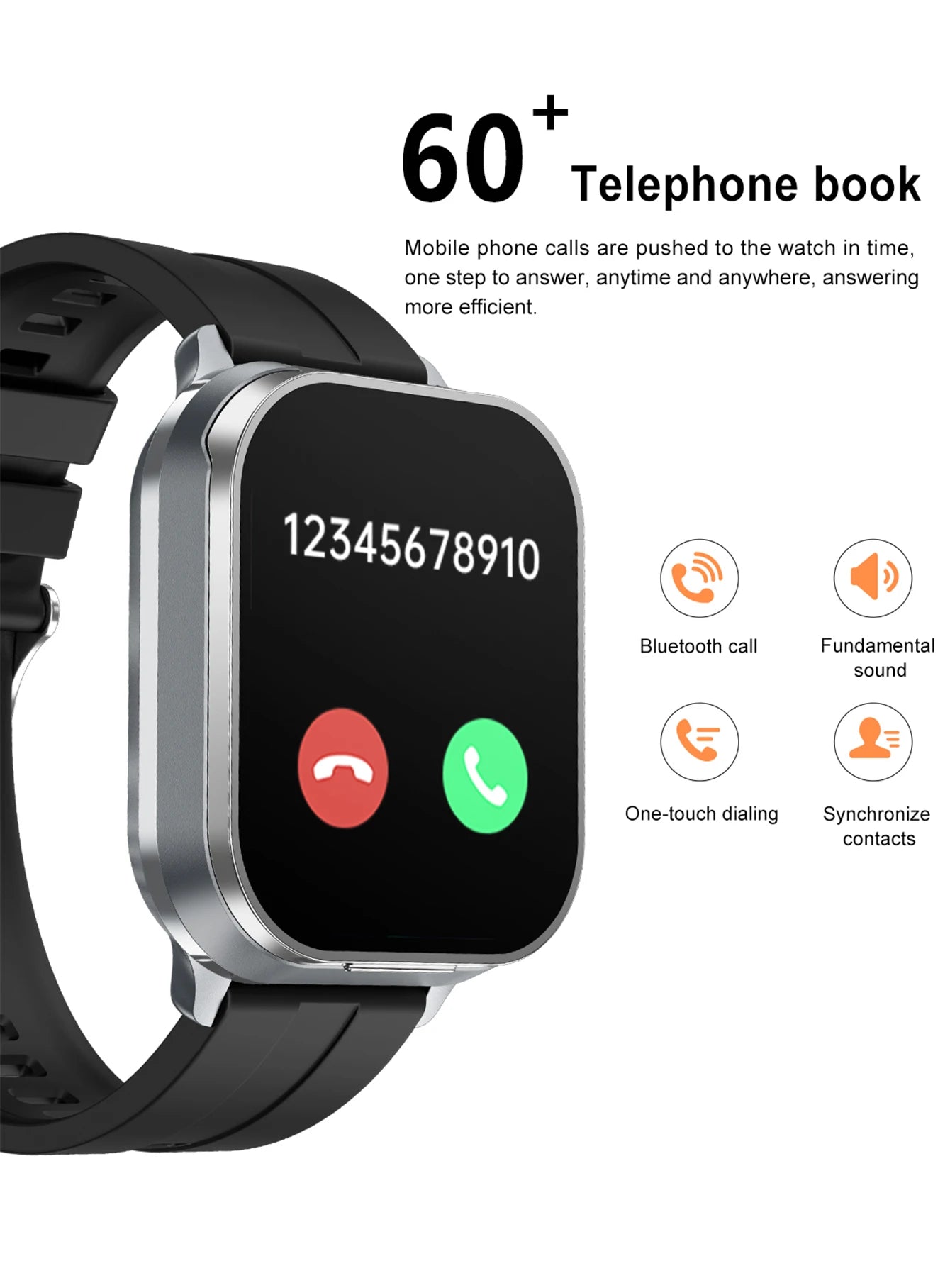 Men Smart Watch 2.01 inch HD Large Screen Waterproof Heart Rate Blood Oxygen Bluetooth earphone TWS 2 in 1 Make phone calls 2024