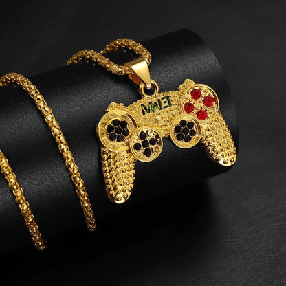 RAKOL Trendy Gamepad Lightning Stainless Steel Necklaces For Women Men Gold Color Metal Necklace Party Everyday Jewelry