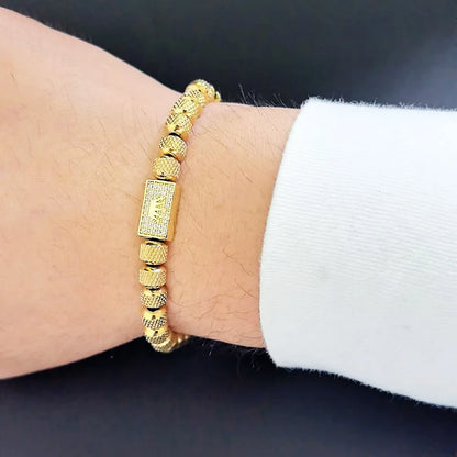 Luxury Stainless Steel Beads Crown Charms Man Bracelets Handmade Jewelry Gift