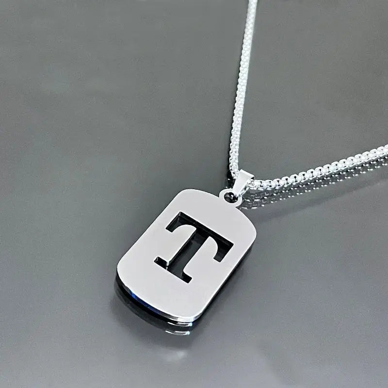 Fashion Punk Initial Tag Letter Stainless Steel Pendant Necklaces For Men Women Wholesale Jewelry lot