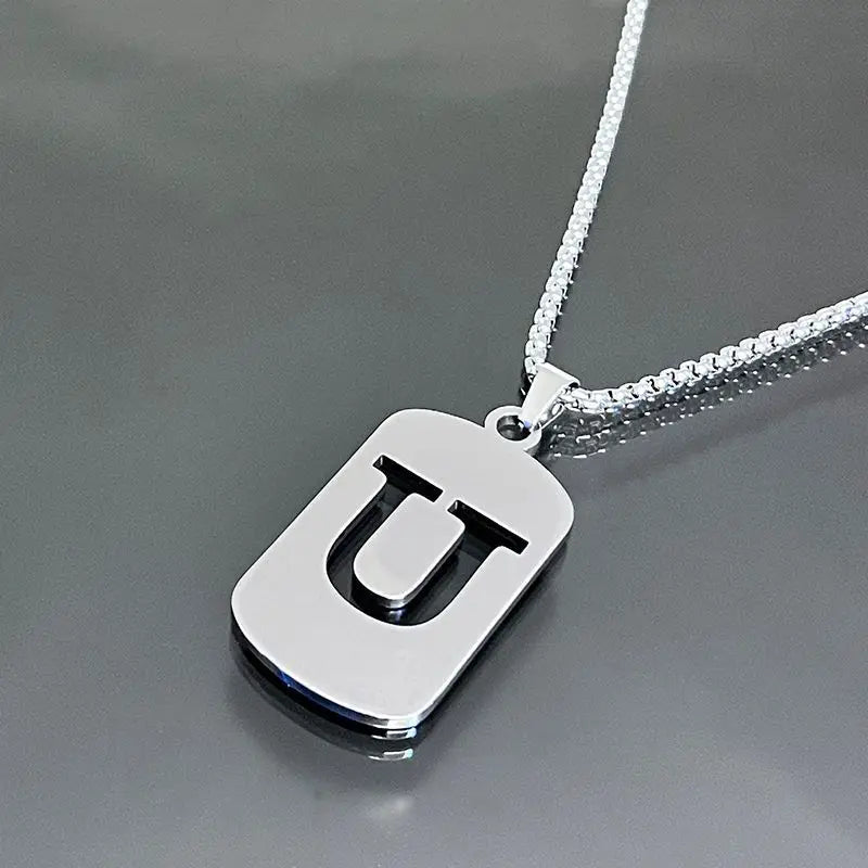 Fashion Punk Initial Tag Letter Stainless Steel Pendant Necklaces For Men Women Wholesale Jewelry lot
