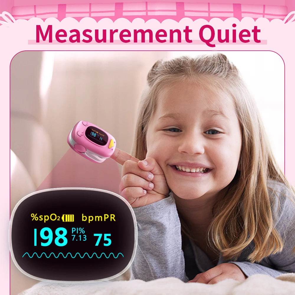 HealthTree Children Finger Pulse Oximeter Pediatric Oximetro De Dedo SpO2 PR OLED Pulsioximetro for Kid Child Baby OLED Screen