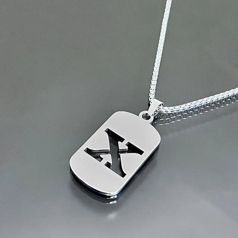 Fashion Punk Initial Tag Letter Stainless Steel Pendant Necklaces For Men Women Wholesale Jewelry lot