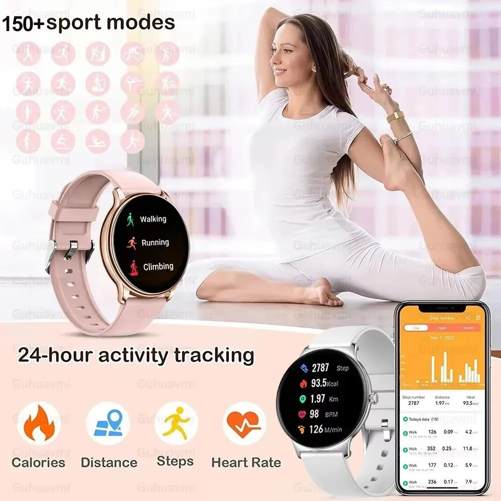 2024 New Ultra-thin Durable GPS Smart Watch Women 466*466 Screen Heart rate Blood Pressure Bluetooth Call Health Smartwatch Lady