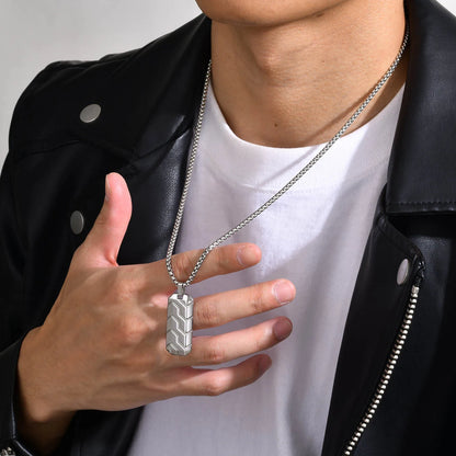 Vnox Cool Tire Pattern Necklaces for Men Boys, Stainless Steel Geometric Bar Pendant Collar, Punk Stylish Gifts for Him