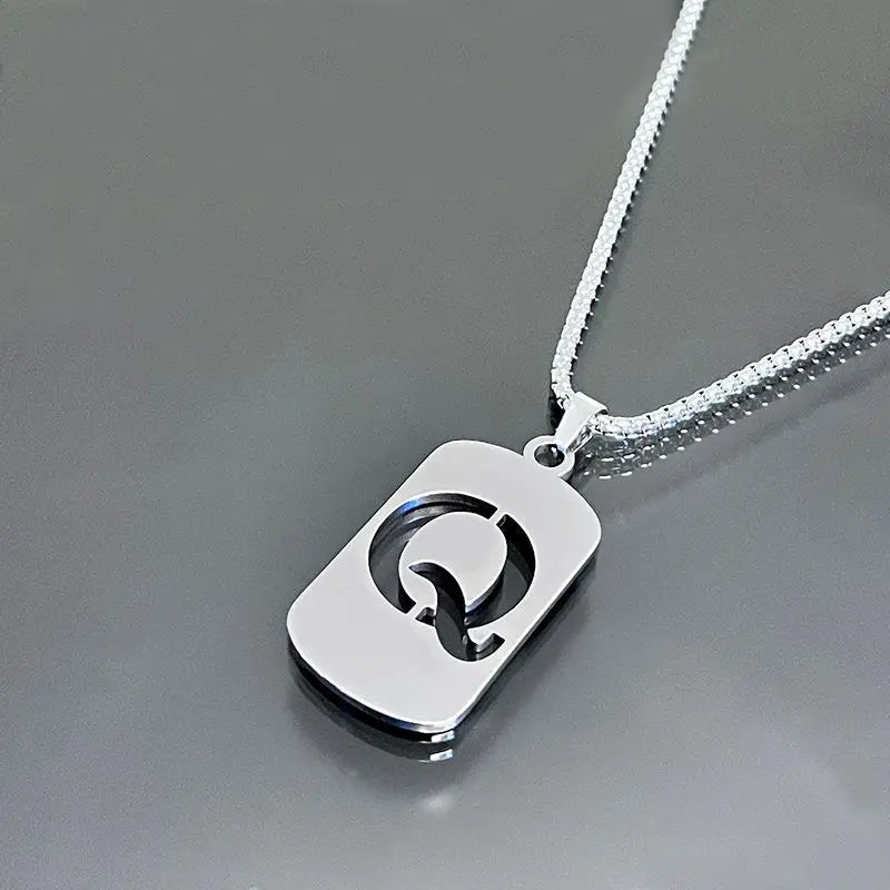 Fashion Punk Initial Tag Letter Stainless Steel Pendant Necklaces For Men Women Wholesale Jewelry lot