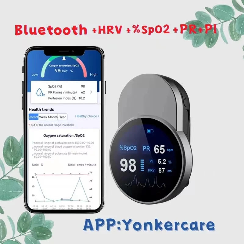 Bluetooth Wireless transmission Digital spo2 fingertip oximeters Finger Clip oximetro recargable usb Bluetooth pulse Oximeter