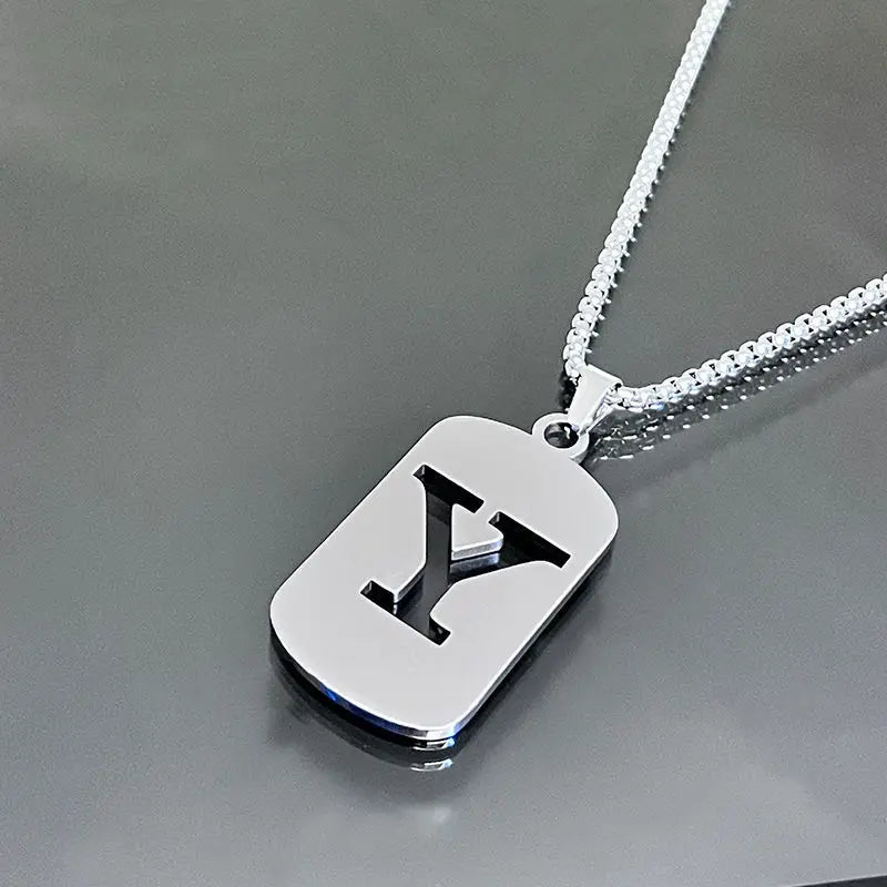 Fashion Punk Initial Tag Letter Stainless Steel Pendant Necklaces For Men Women Wholesale Jewelry lot