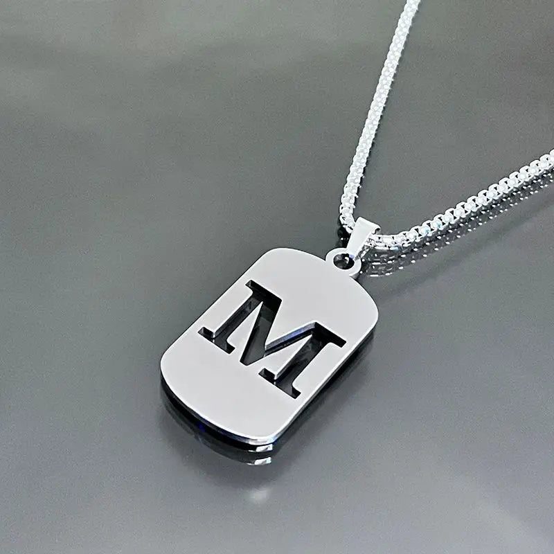 Fashion Punk Initial Tag Letter Stainless Steel Pendant Necklaces For Men Women Wholesale Jewelry lot