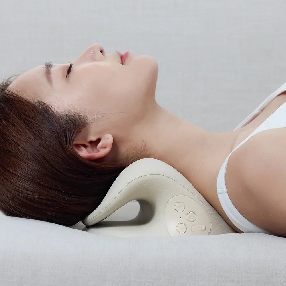 Okayso Cervical Spine Massager Current Traction Corrective Massage Pillow Hot Compress Shoulder and Neck Neck Care Instrument